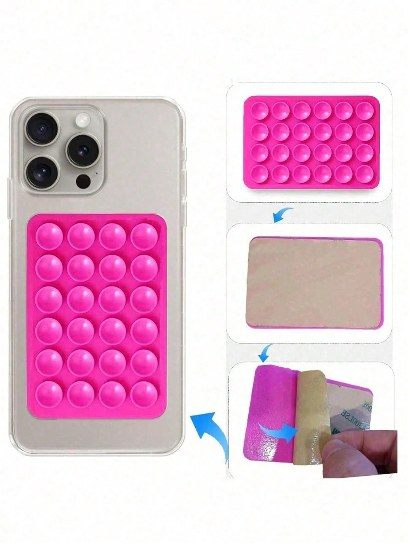 Tech Accessories Iphone - 실리콘 흡착식 사각형 휴대폰 케이스 접착식