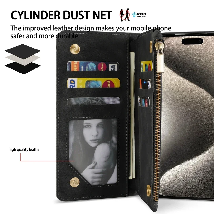 지갑 멀티 카드 지퍼 킥스탠드 마그네틱 플립 가죽 케이 - Tech Accessories Iphone 리뷰 및 가격