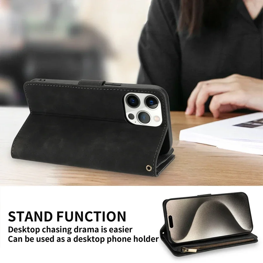 지갑 멀티 카드 지퍼 킥스탠드 마그네틱 플립 가죽 케이 - Tech Accessories Iphone 리뷰 및 가격