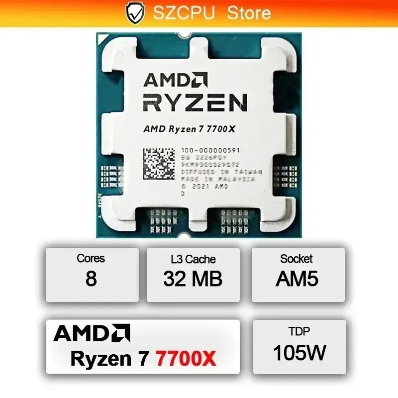 AMD Ryzen 7 7700X CPU 새 제품 100 - Amd Cpu Ryzen 7 리뷰 및 가격