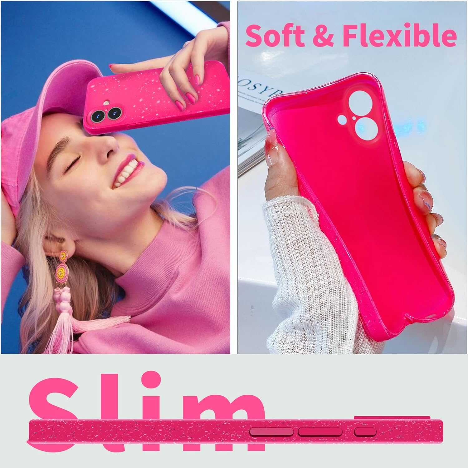 핫핑크 로즈 글리터 케이스 아이폰 에어 17 프로 맥스 - Tech Accessories Iphone 리뷰 및 가격